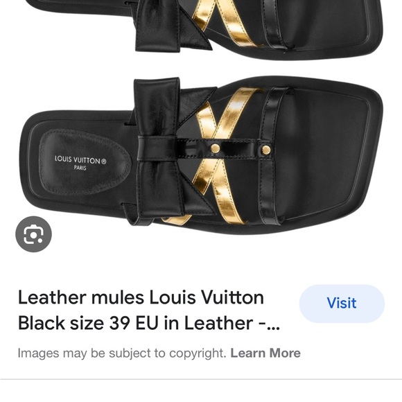 Louis Vuitton authentic flat peplum mule as 38 $1080 black how gold - Picture 3 of 9